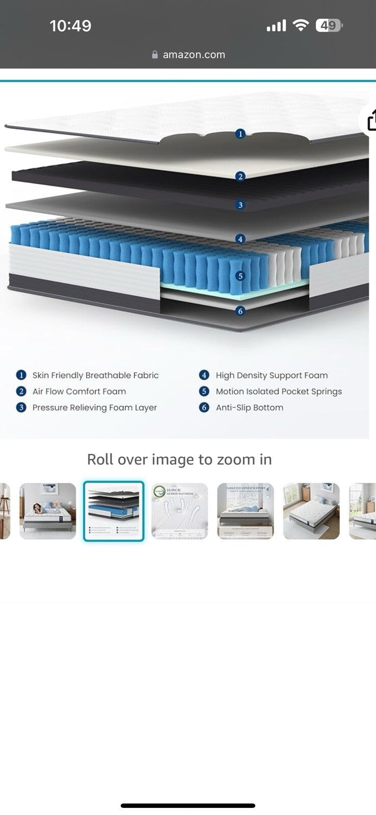Coolvie Hybrid Queen Mattress 10 Inch - Medium Firm Queen 