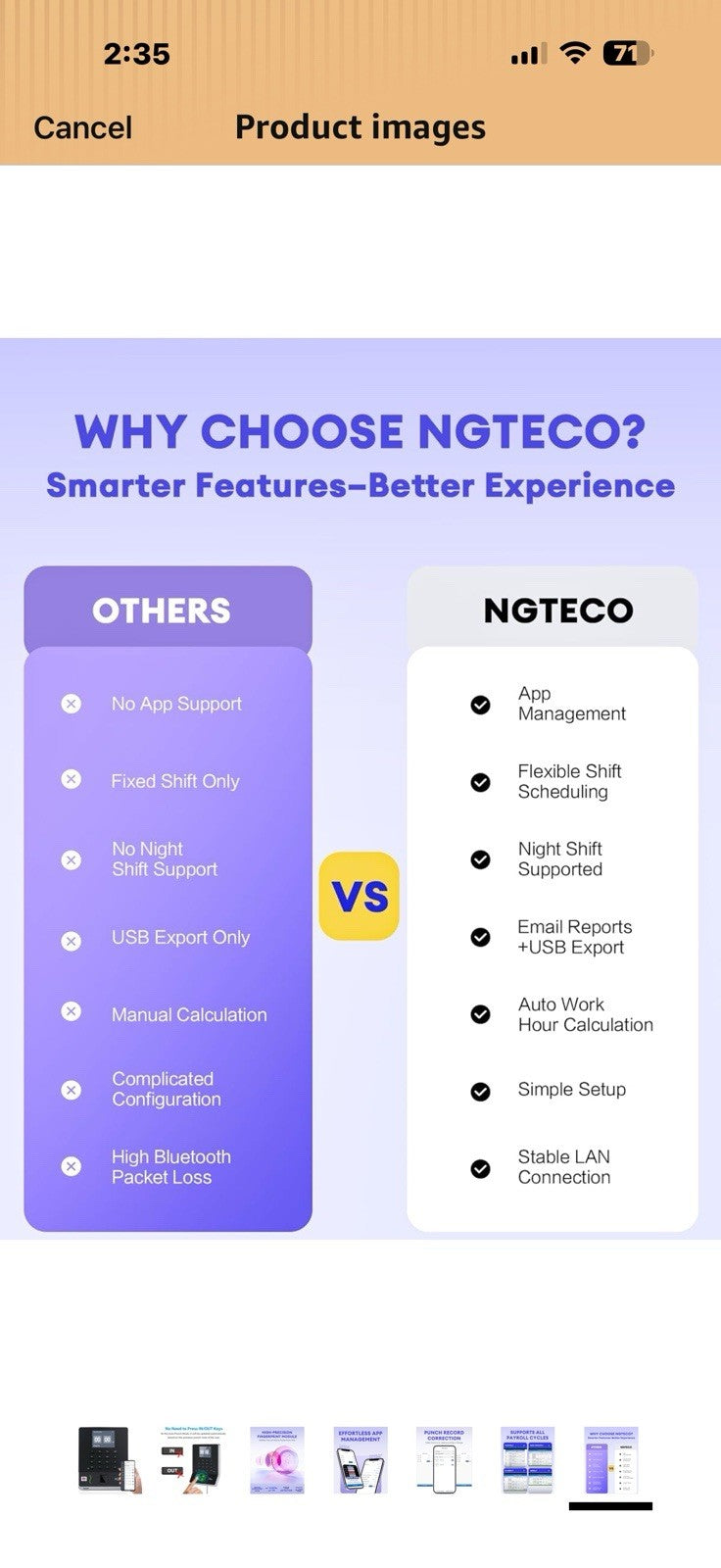 NGTeco APP Time Clock for Small Business, Fingerprint Biometric & PIN Clocking