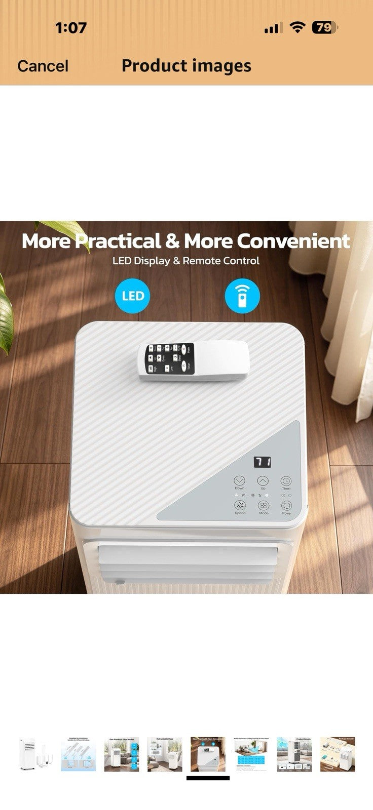 8000 BTU Portable Air Conditioners for Rooms up to 450 Sq Ft, 4 Modes