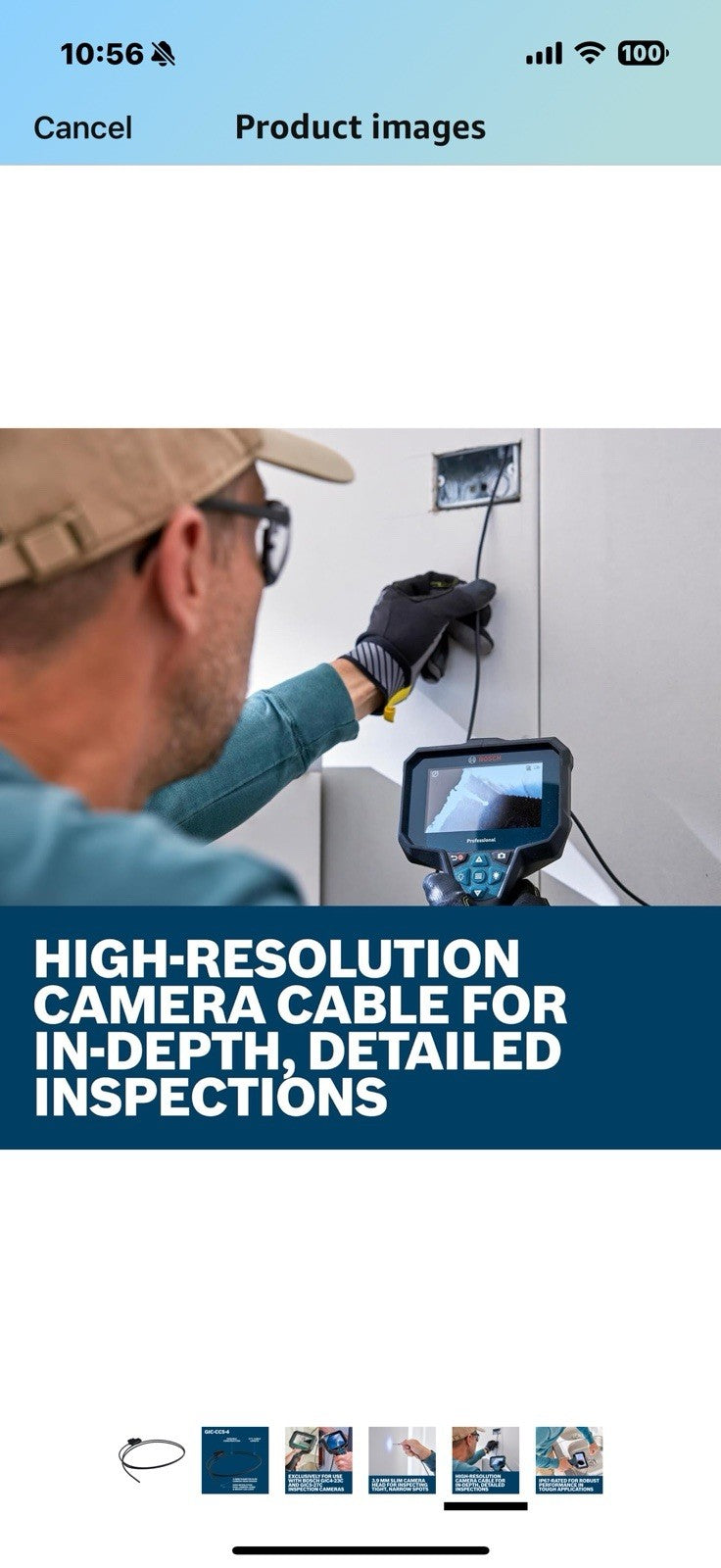 BOSCH GIC-CC5-4 Inspection Camera Cable - 5 Ft, High-Resolution, IP67