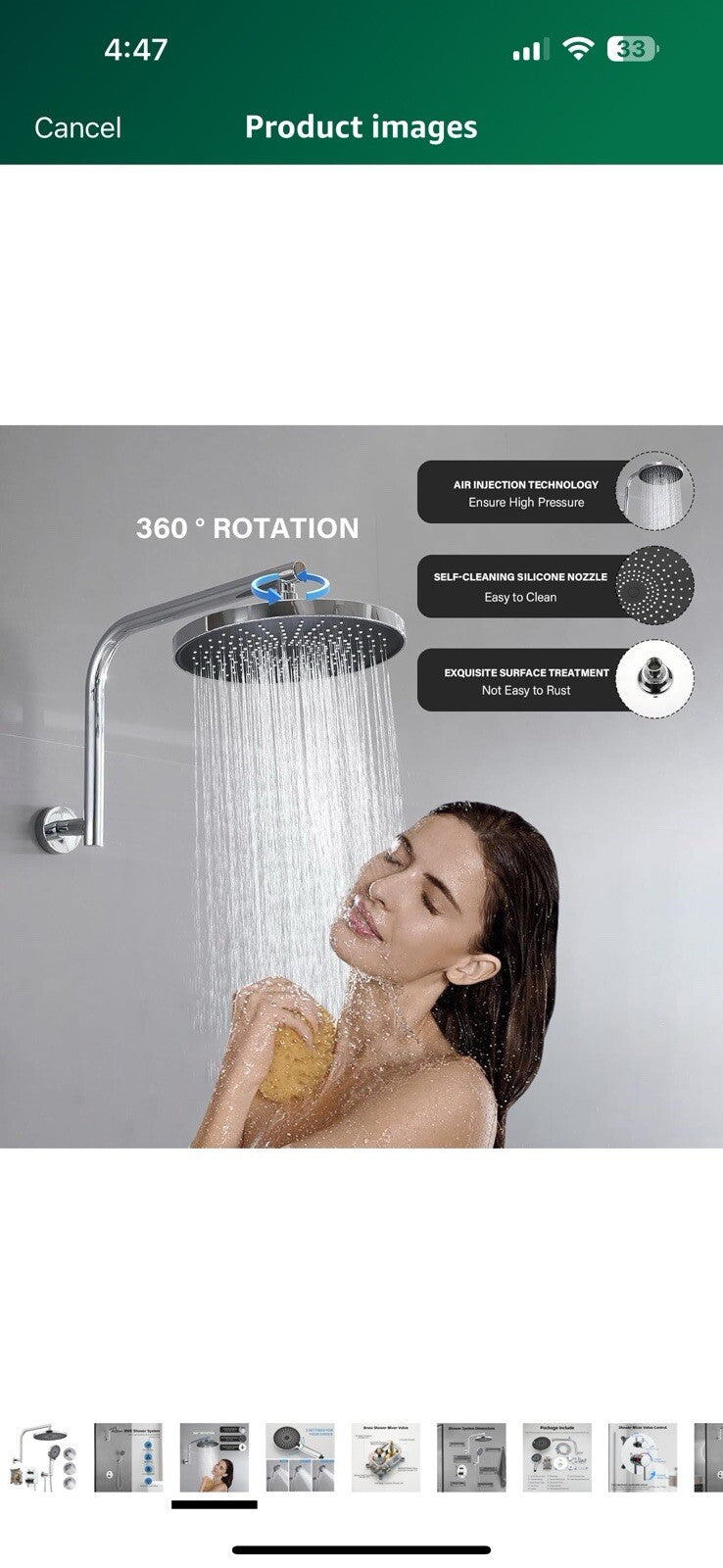 BWE Chrome Shower System Wall Mounted Shower Faucet Set with 10 inch 