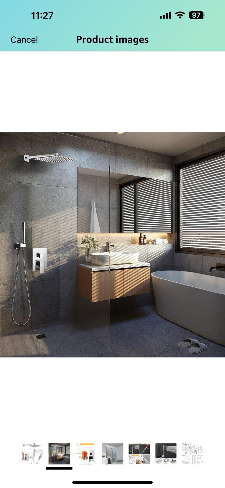 BESy 10 Inch Solid Brass Shower System Fixture High Pressure Mixer Shower Head 