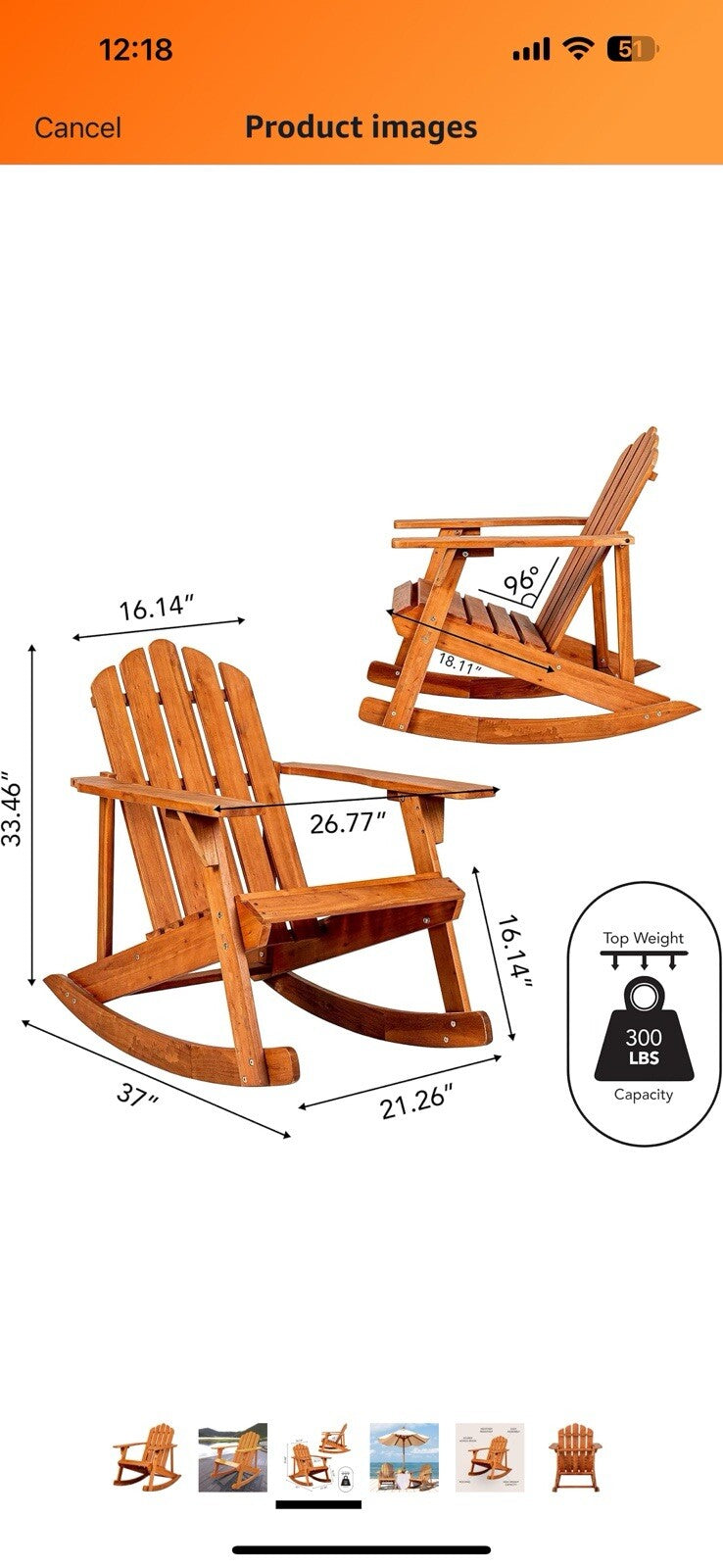 JONATHAN Y PAT1000A Kiawah Outdoor Patio Classic Acacia Wood Adirondack