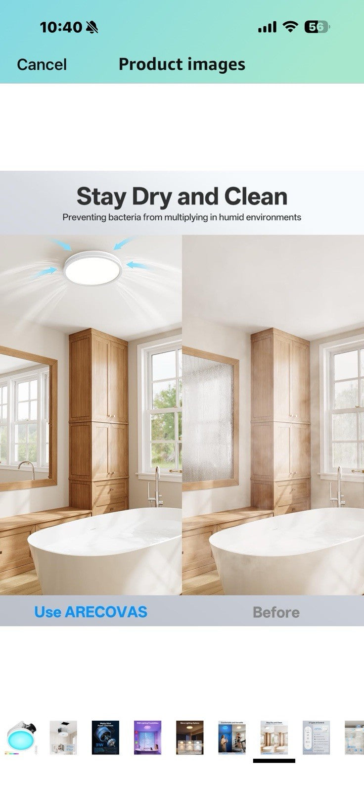 Bathroom Exhaust Fan with RGB Lights, 110CFM/1.0 Sones Vent Fan with 