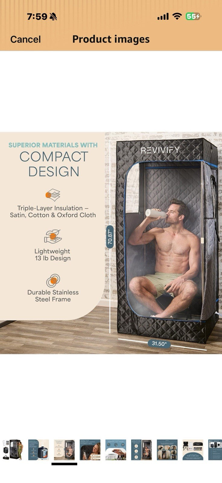 LifePro Revivify Portable Sauna Box – at Home Sauna Tent with Adjustable