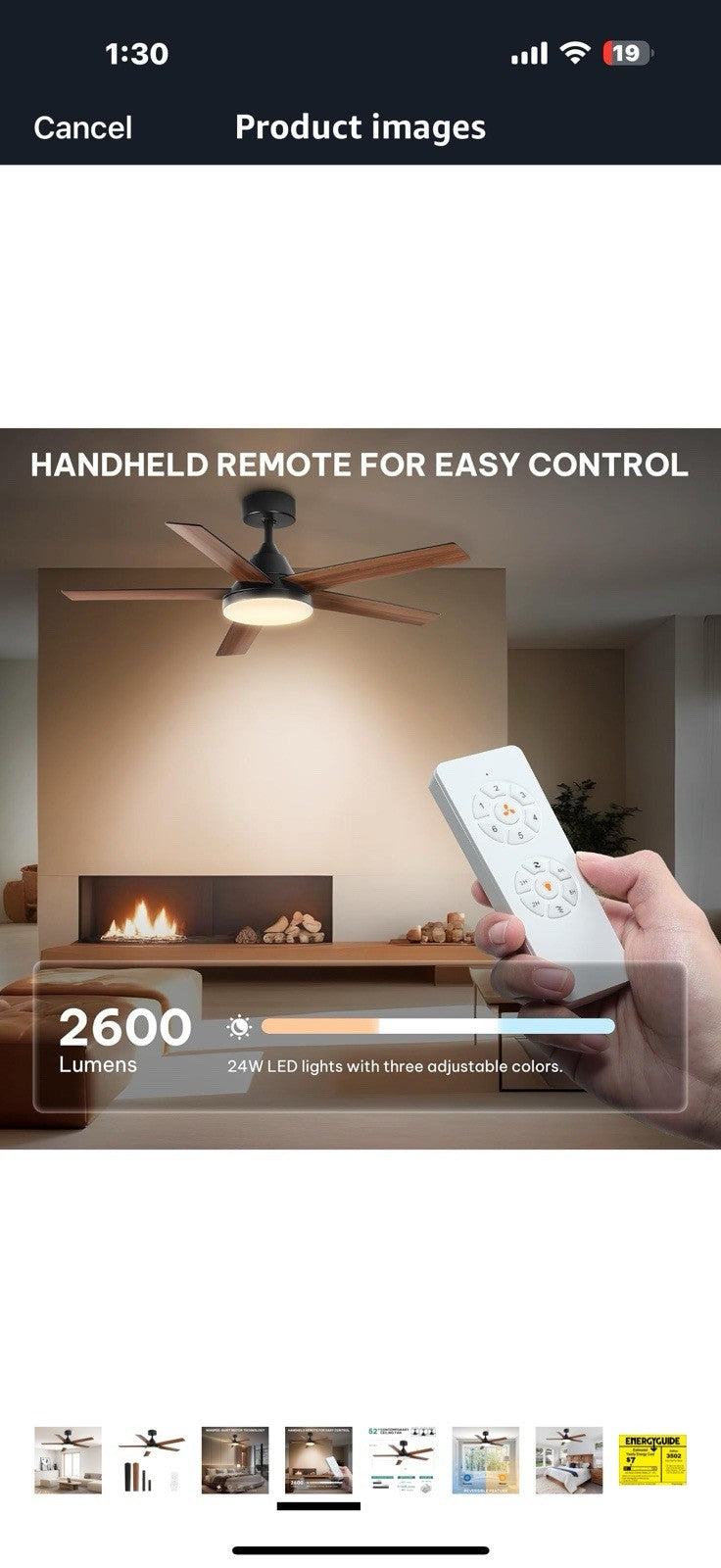YITAHOME 52" Ceiling Fan with Lights & Remote, 3502 CFM, 3 CCT, 4
