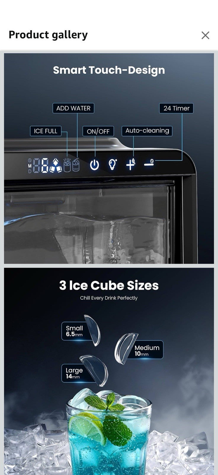 Crescent Ice Maker Countertop, 28Lbs/24H Ice Production, 16 Cubes in 6 Mins,