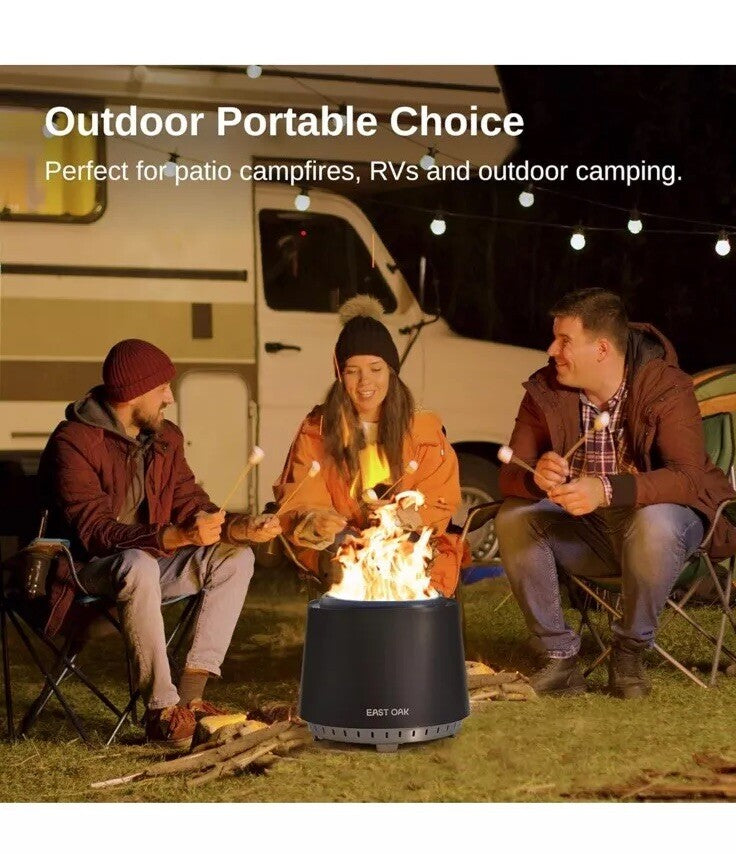 EAST OAK 17'' Smokeless Fire Pit for Outdoor Patio, 304 Stainless Steel 