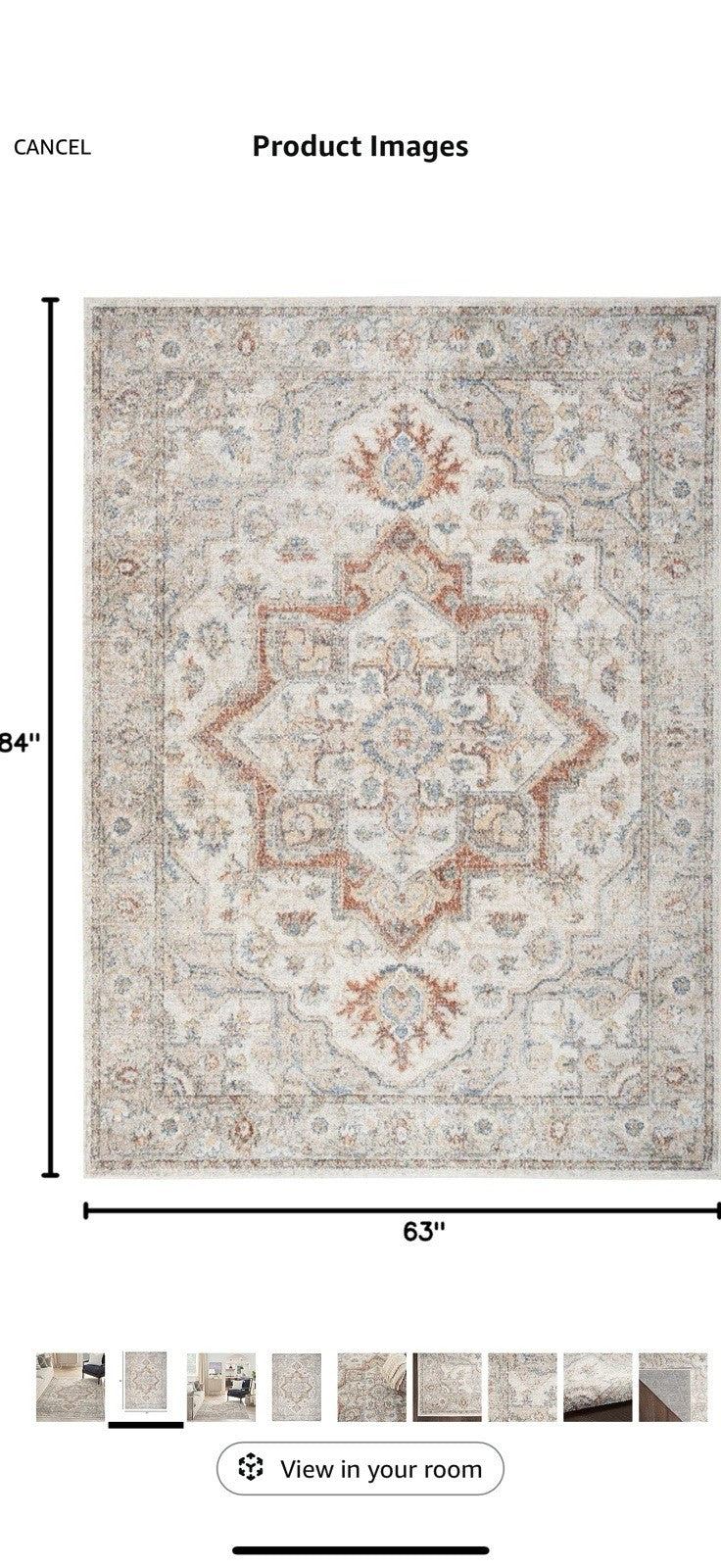 Nourison Astra Machine Washable Bohemian Grey/Multi 5'3" x 7' Area Rug