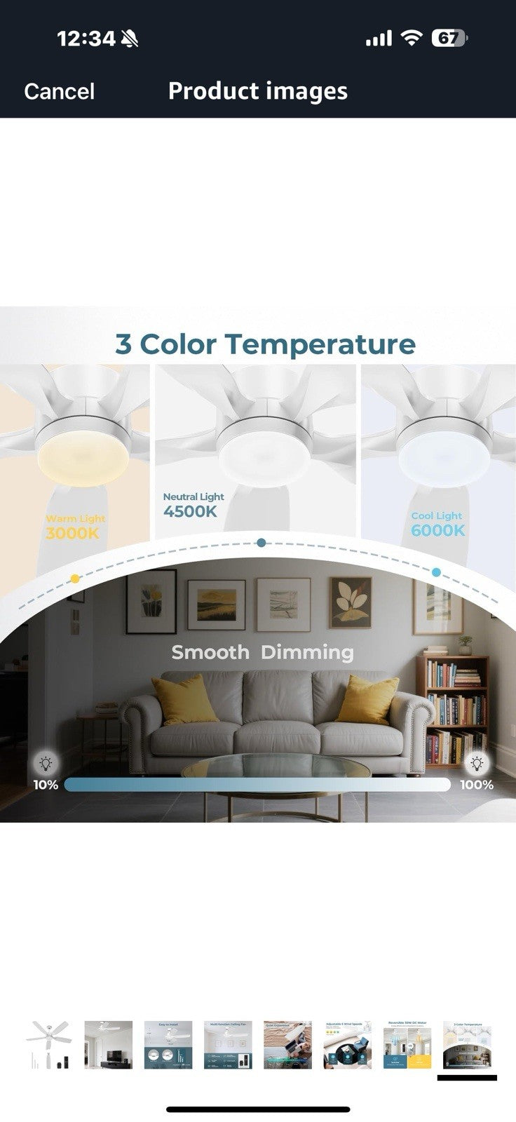 ZAFRO 52" Downrod Mount Ceiling Fan with Light & Remote – 6-Speed 