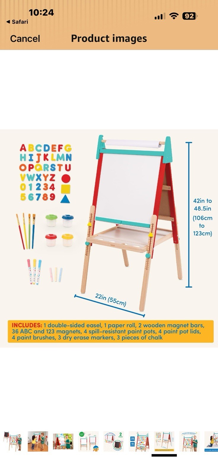 Battat – Wooden Art Easel for Kids with Magnetic Whiteboard & Chalkboard 