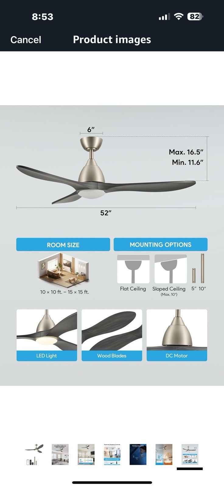 VONLUCE Ceiling Fans with Lights, 52 inch Smart Ceiling Fan with Remote