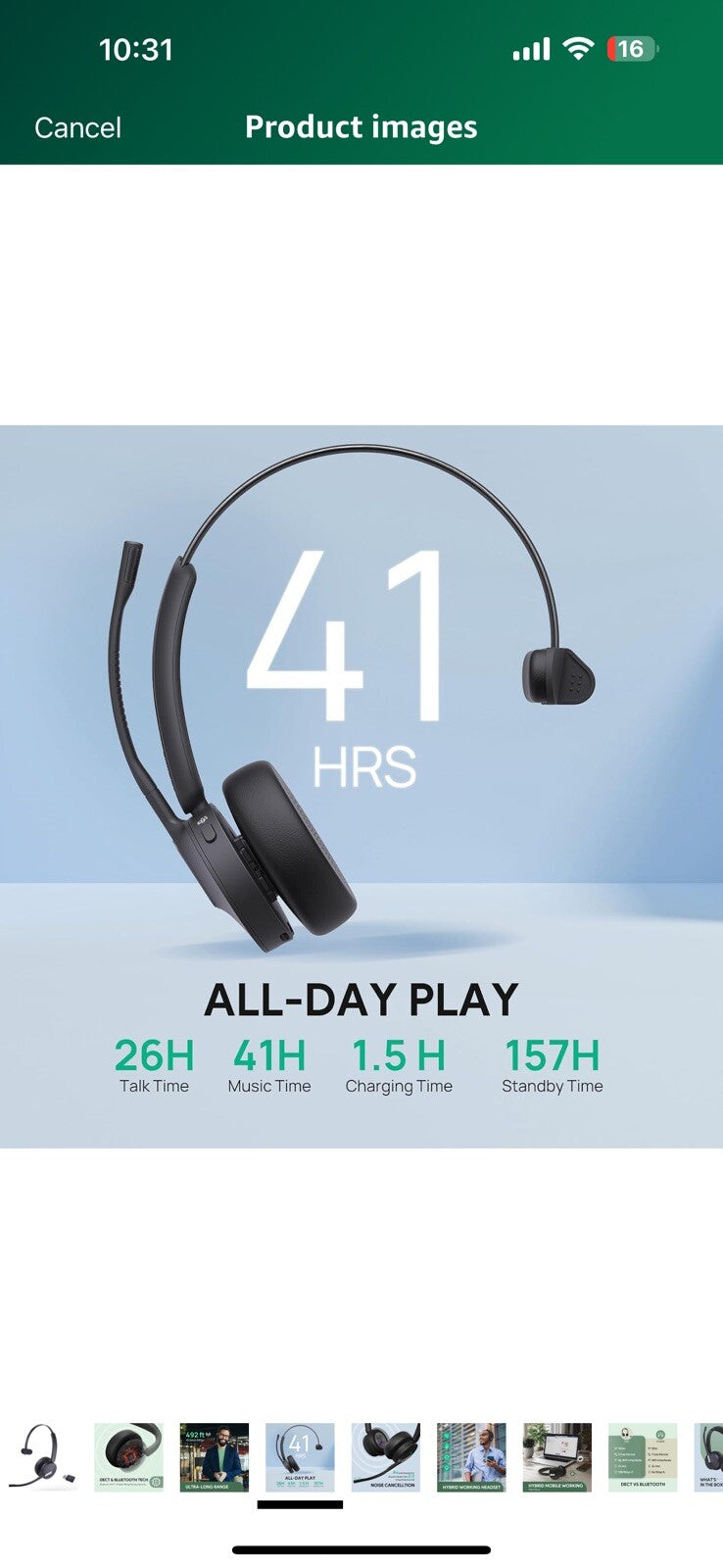 Yealink WH64 Hybrid with DECT Dongle, 492ft Range, 26 Talk Time Bluetooth