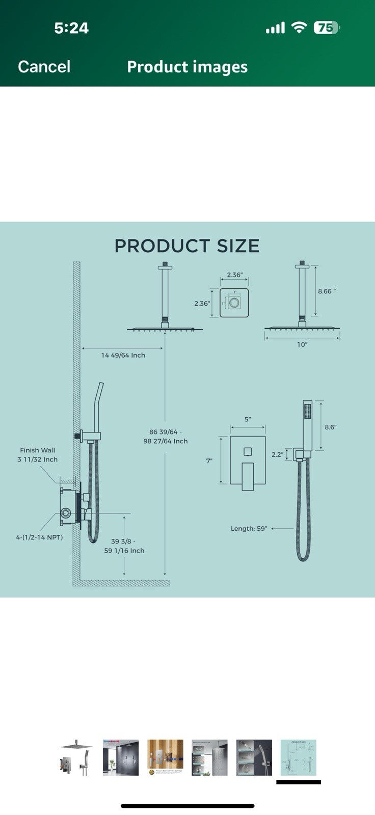 FORIOUS 10 in Rainfall Shower System - Ceiling Mount,Brushed Nickel Rain