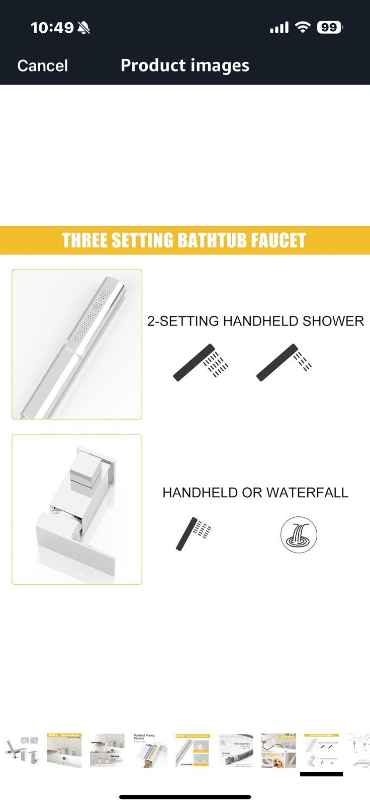 BESy Brass Waterfall Roman Bath Tub Faucets with Sprayer, Deck Mount