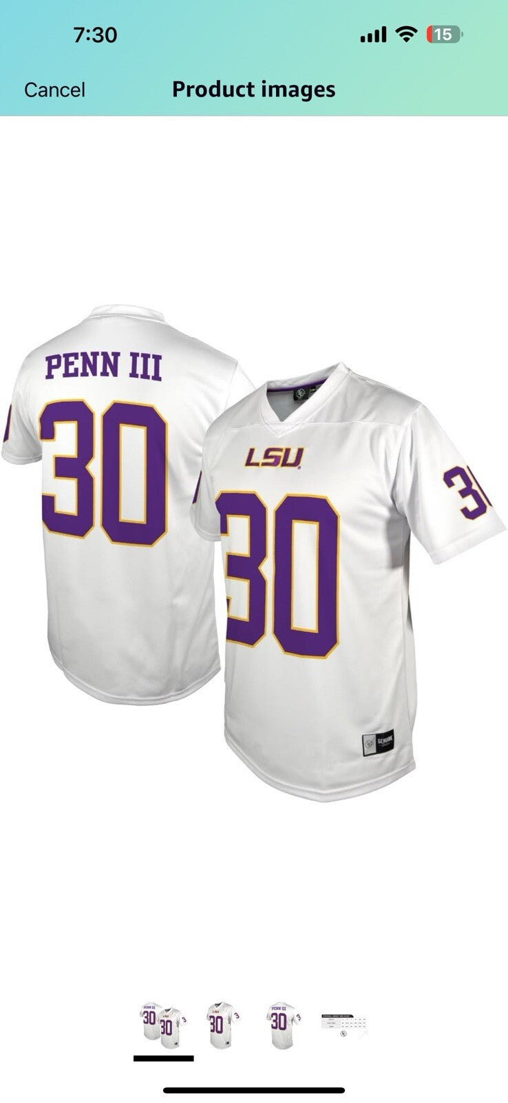 NCAA mens Lsu Tigers Football X Large