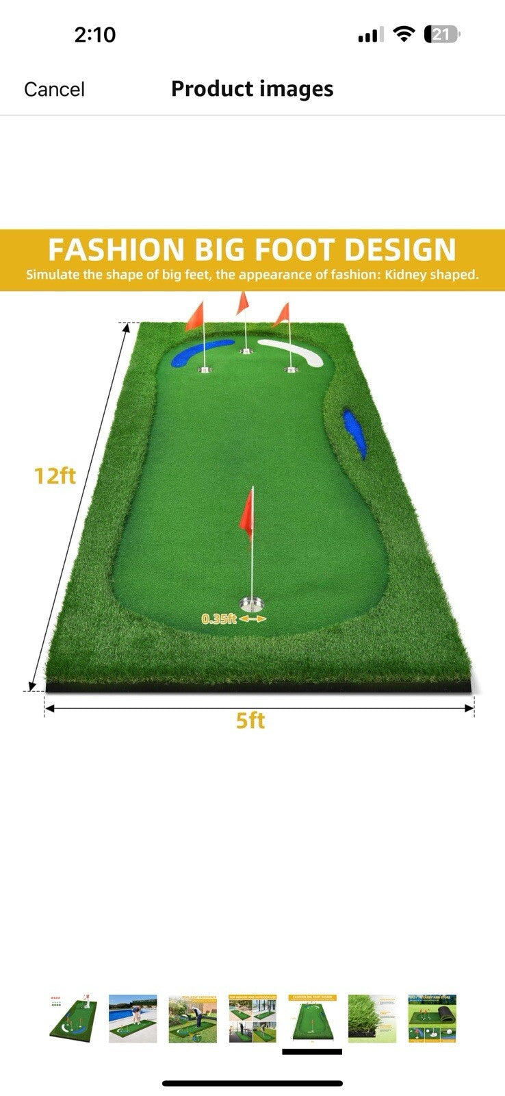 DWVO Golf Putting Green Indoor/Outdoor, 5X12ft Upgraded Golf Turf Practice 