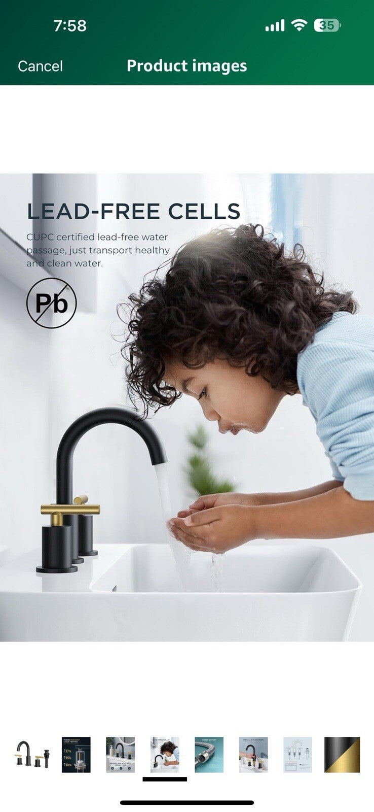 FORIOUS Brushed Gold and Black Bathroom Faucet 3 Hole, 8 Inch Widespread 