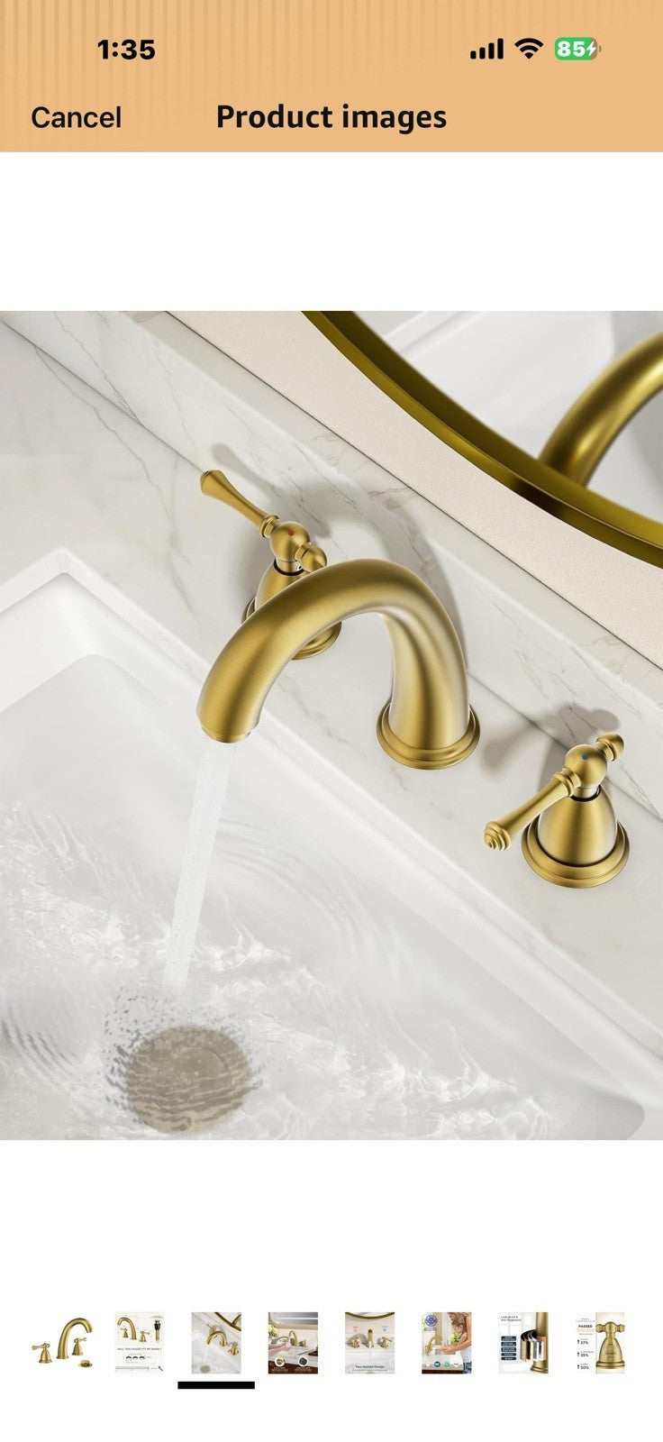 FORIOUS Brushed Gold Faucet for Bathroom Sink 3 Hole, 8 Inch Widespread