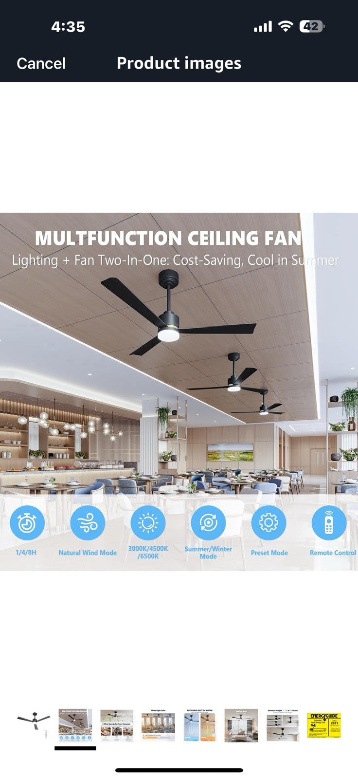 Ceiling Fans with Lights, 52 inch Low Profile Ceiling Fan with Remote 