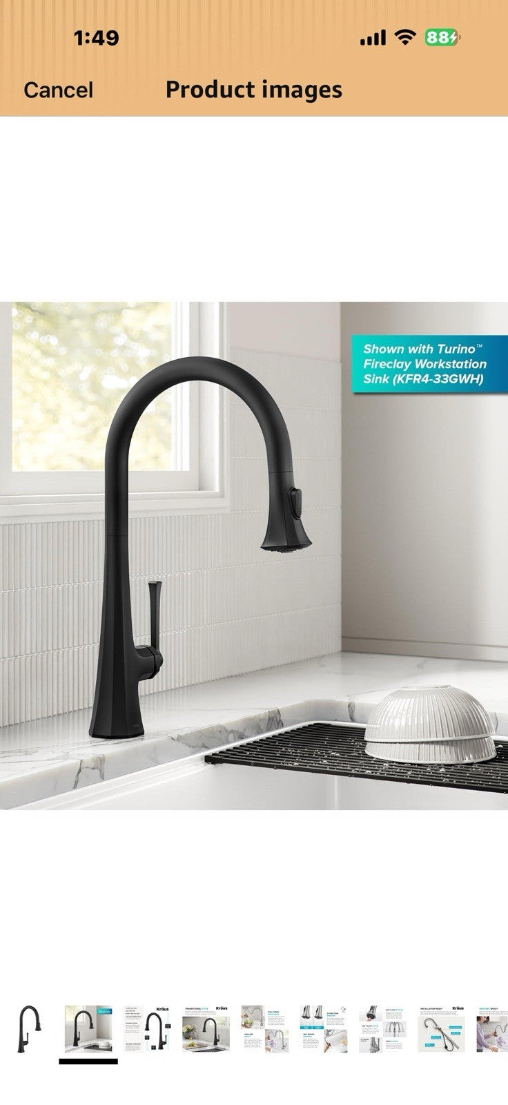 KRAUS Savan 2-Function Single Handle Pull Down Kitchen Faucet in Matte Black,