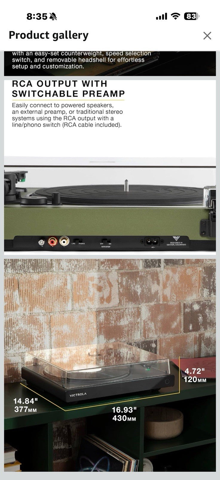 Victrola Wave – Bluetooth Turntable with Auracast – 2-Speed Vinyl Record 