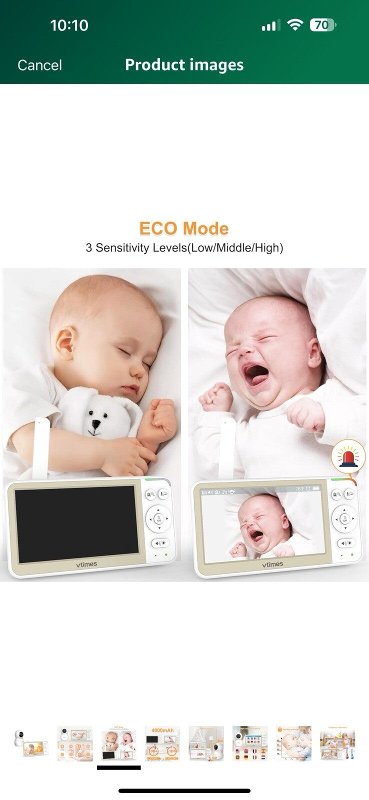 Baby Monitor No WiFi, 5'' Screen with 32-Hour Battery, Video Baby Monitor