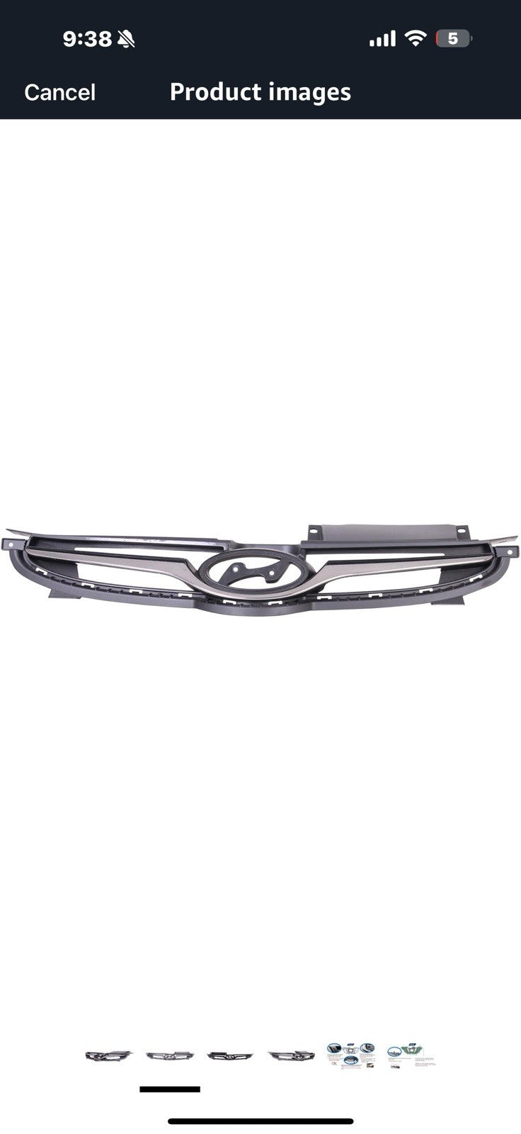 Front Grille Compatible with 2014-2016 Hyundai Elantra Sedan w/Chrome