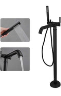BWE Black Freestanding Bathtub Faucet Floor Mounted Modern Bathroom