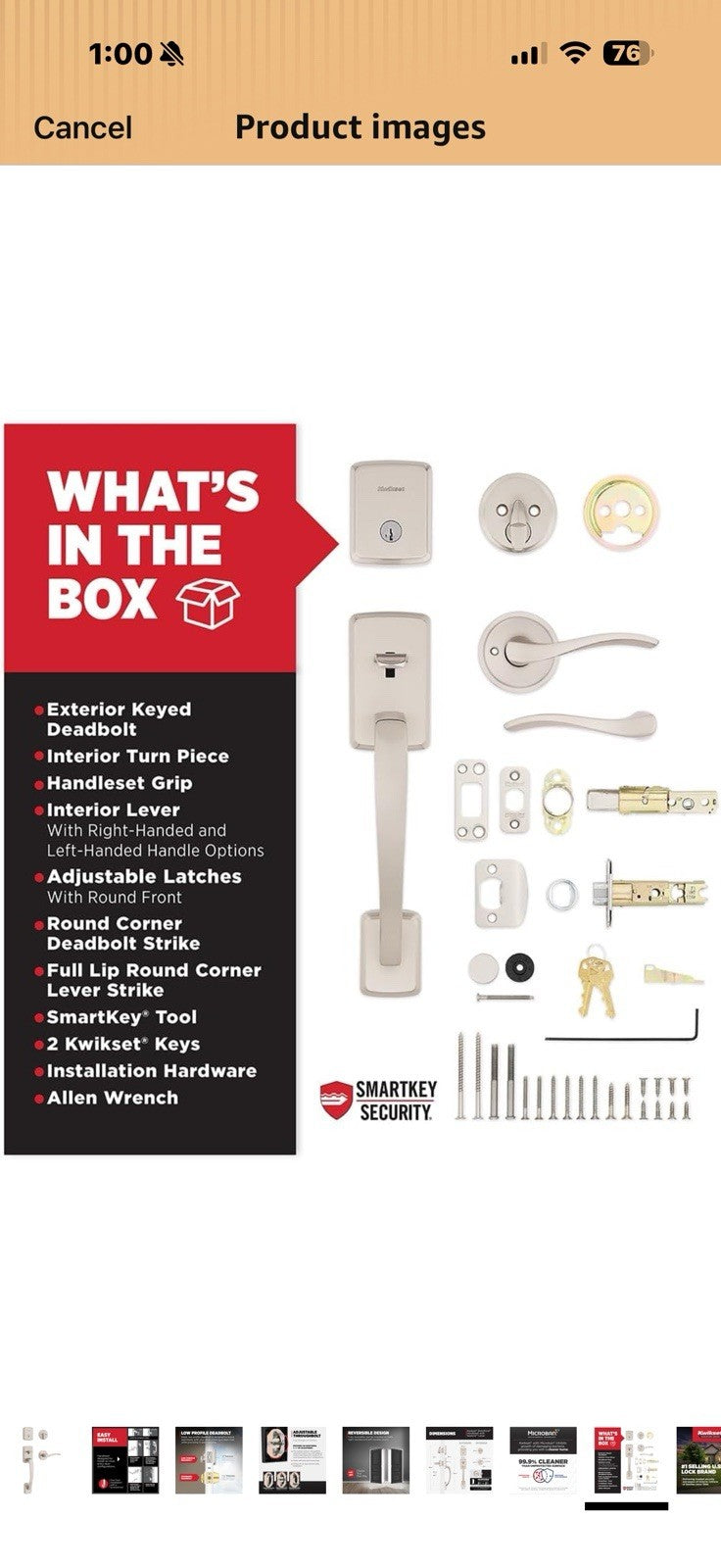 Kwikset Brentford Front Door Lock Handle and Deadbolt Set,: With Deadbolt