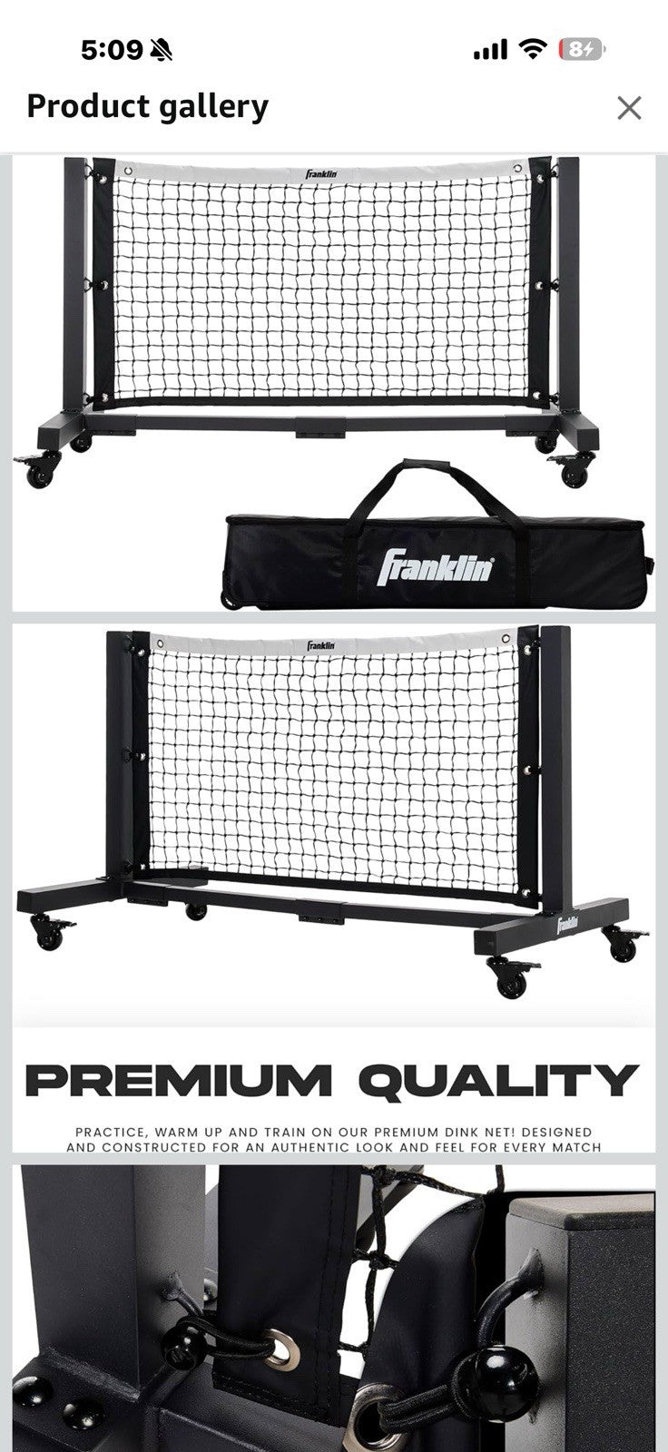 Franklin Sports Dink Pickleball Net - Portable 5' Foot Outdoor Pickleball 