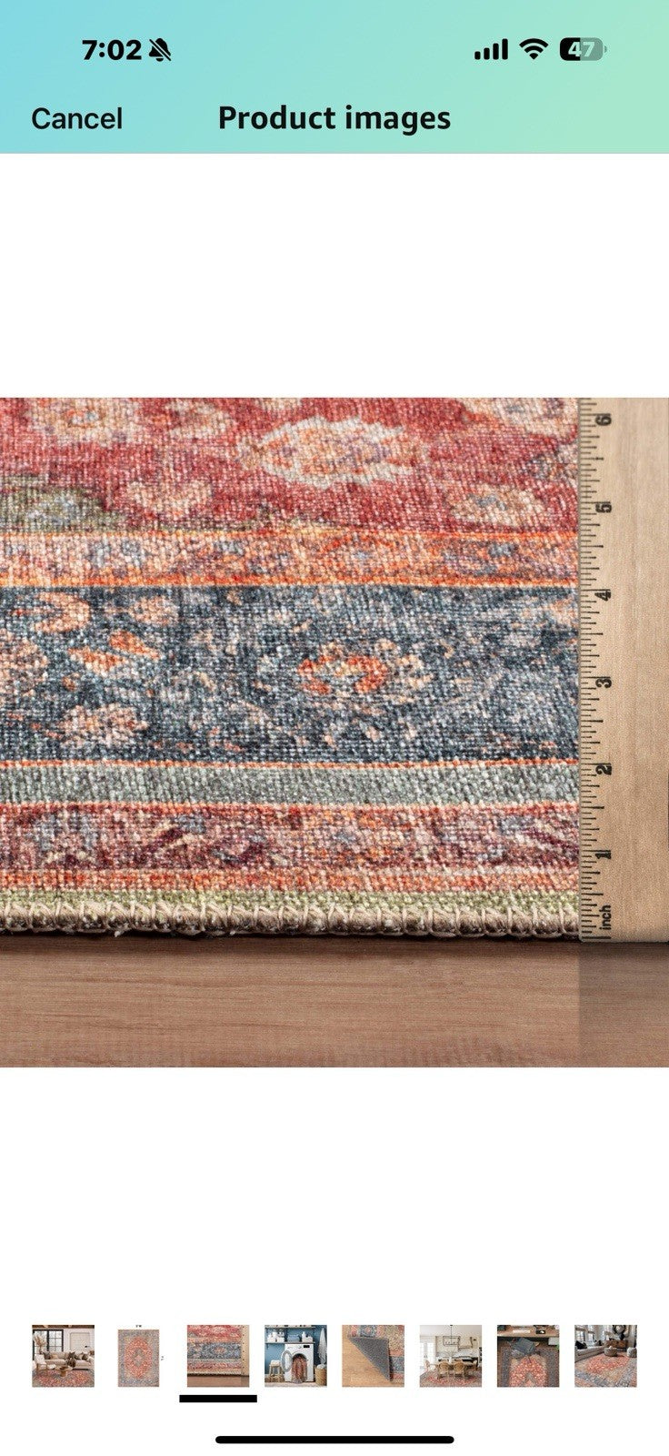 Rugshop Noelle Red Medallion Floral Area Rug – Machine Washable, Non-Slip 