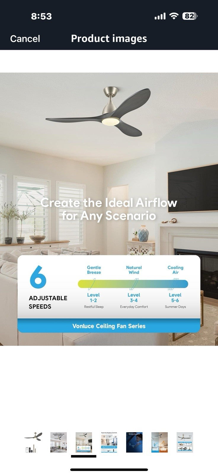 VONLUCE Ceiling Fans with Lights, 52 inch Smart Ceiling Fan with Remote