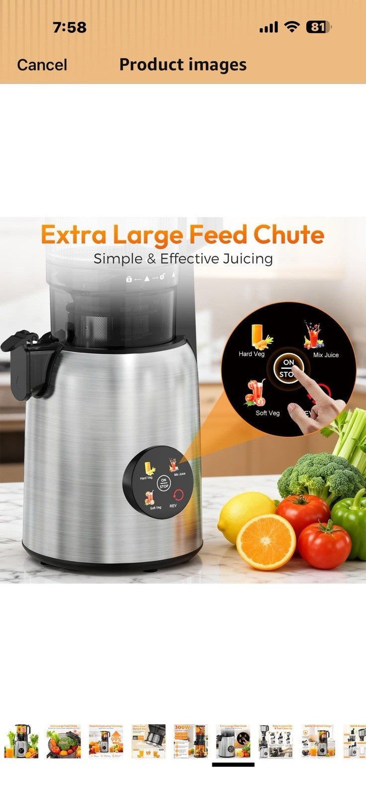INSMART 3-in-1 Cold Press Juicer,Juicer Machines with 5.3" Large