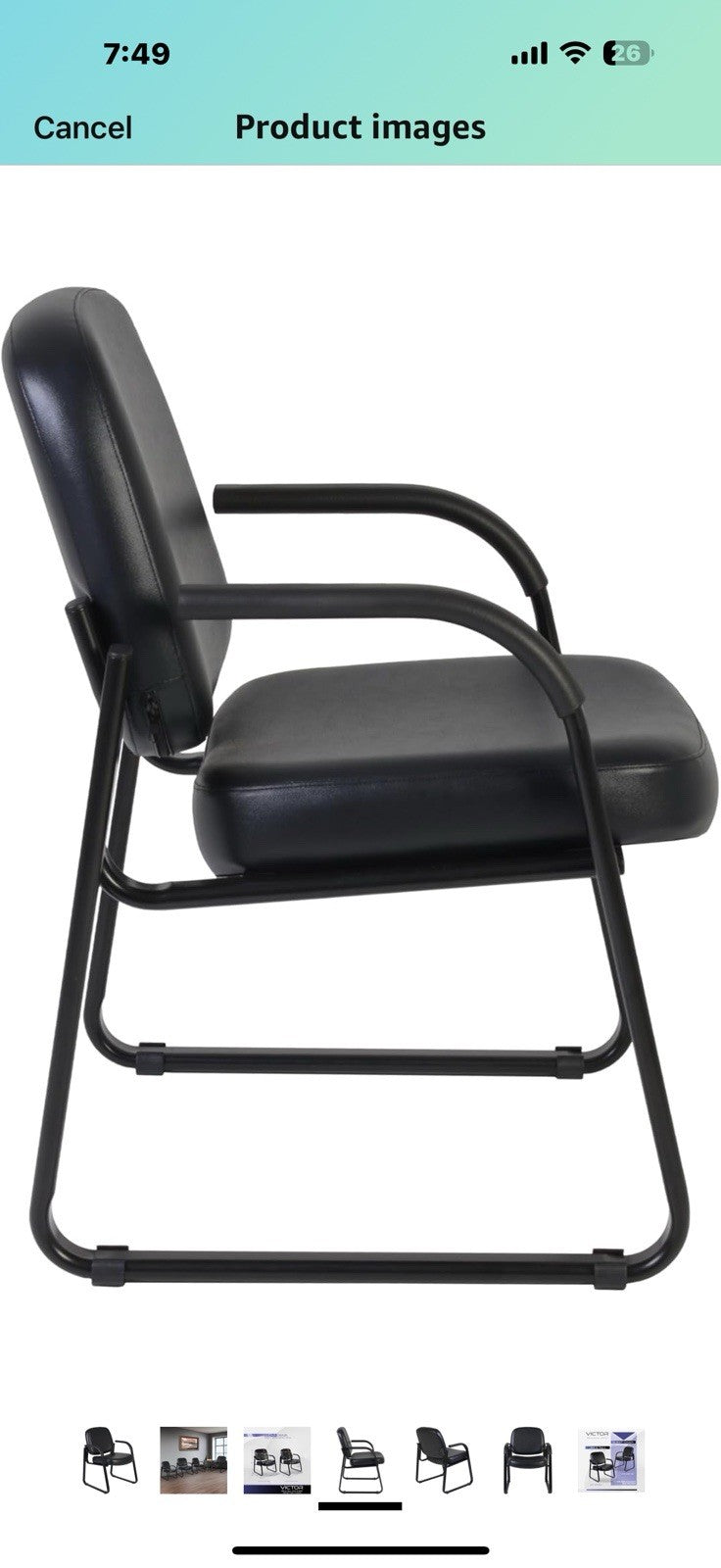 Romig Victor Guest and Reception Chair with Arms, Vinyl - Black