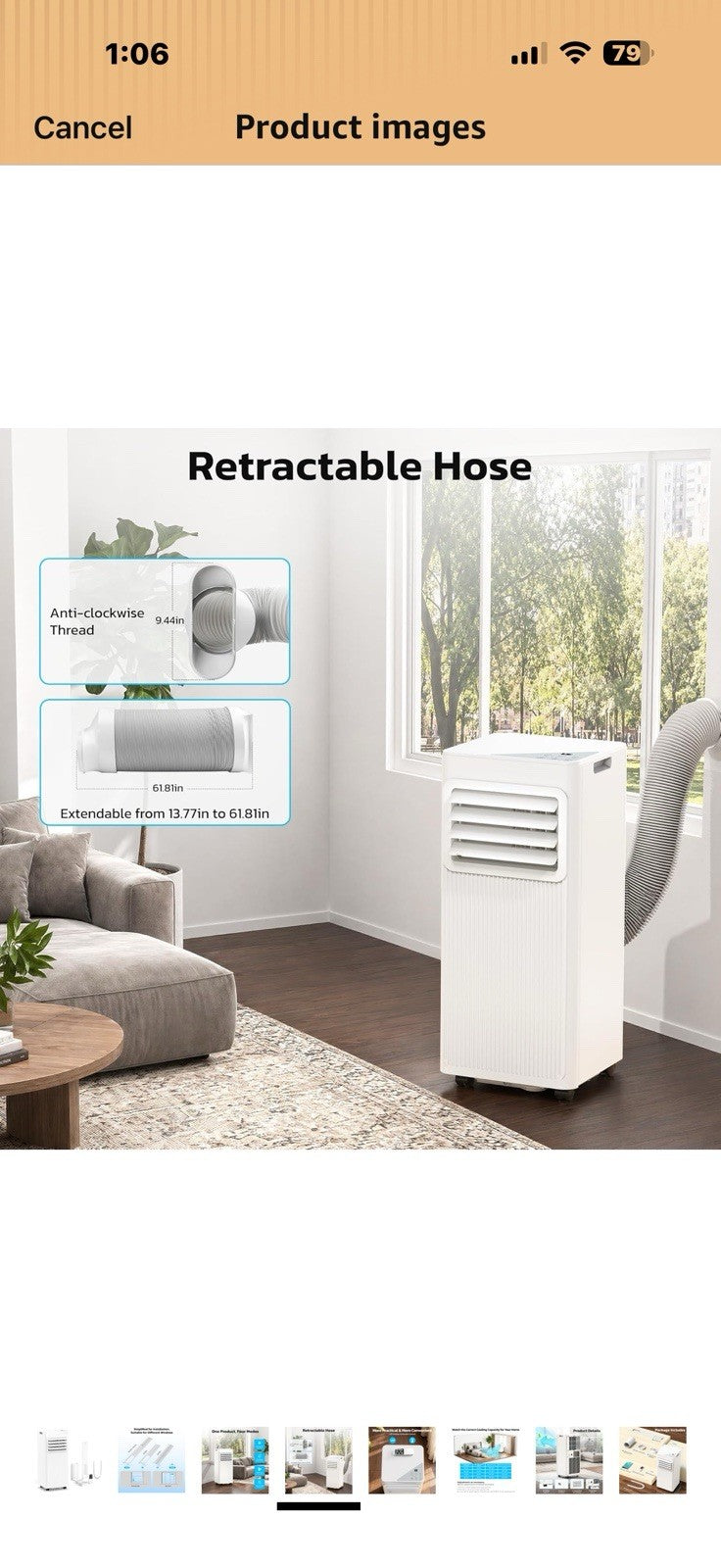 8000 BTU Portable Air Conditioners for Rooms up to 450 Sq Ft, 4 Modes