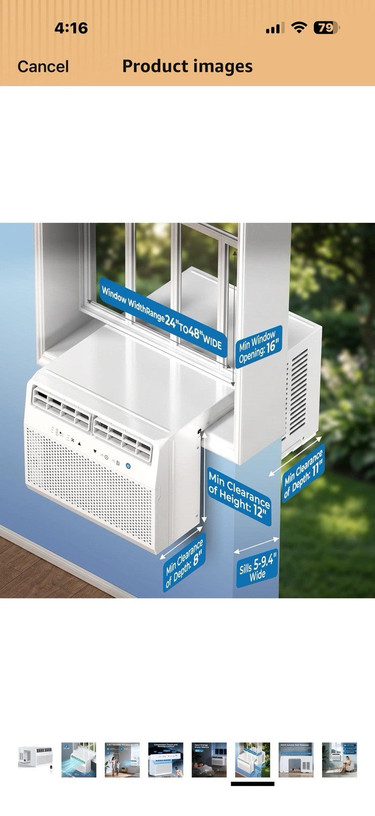 U-Shaped Window Air Conditioner, 10,000 BTU Window AC Unit Cools