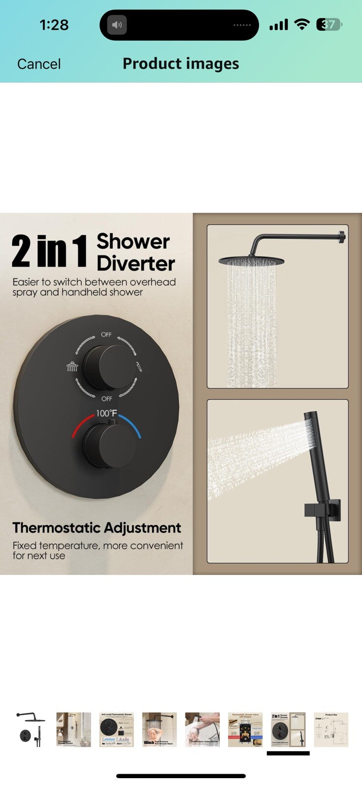 Gabrylly Thermostatic Shower Faucet Set, All Metal Shower System with Anti Scald