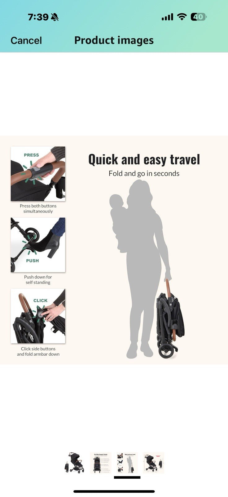 Dream On Me RioGlide Baby Stroller, Black – Lightweight, Compact, Quick