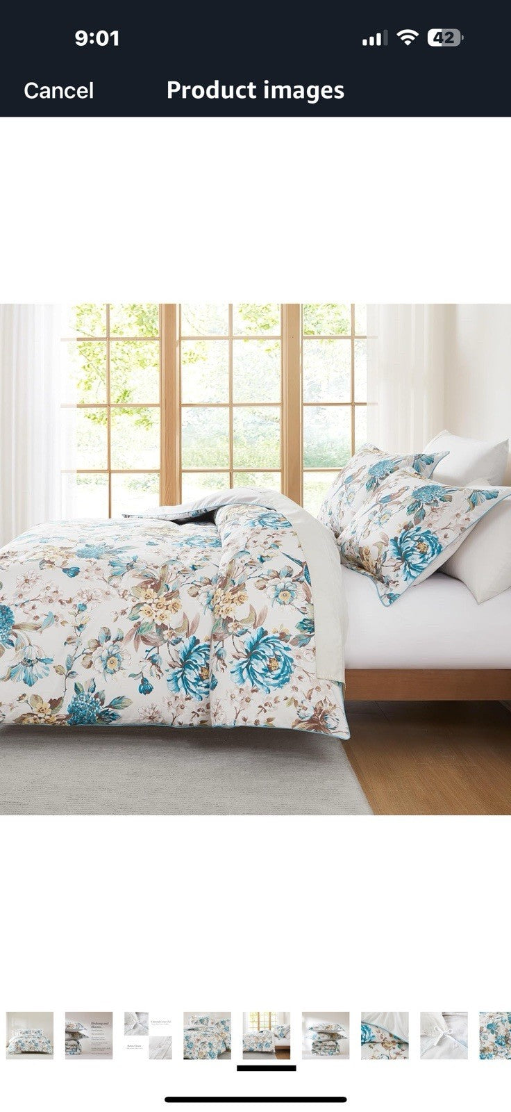Lush Decor Bird and Hydrangea Cotton Duvet Cover 3 Piece Set King 