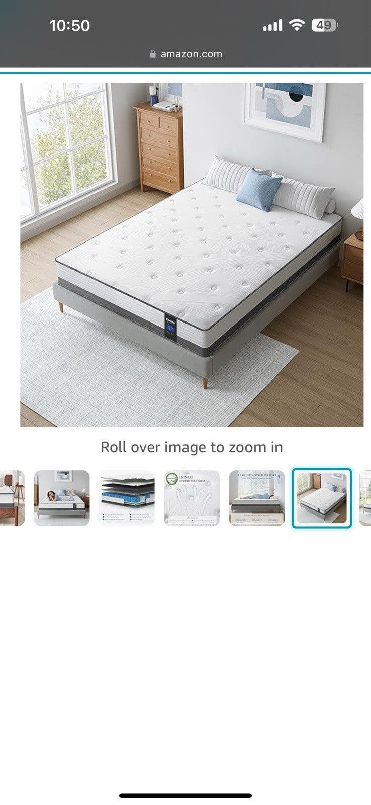 Coolvie Hybrid Queen Mattress 10 Inch - Medium Firm Queen 