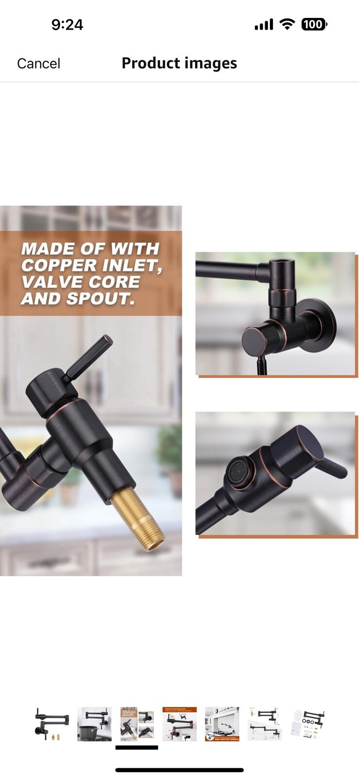ALEASHA Solid Brass Made Oil Rubbed Bronze Pot Filler Faucet, Wall Mount Fauc...