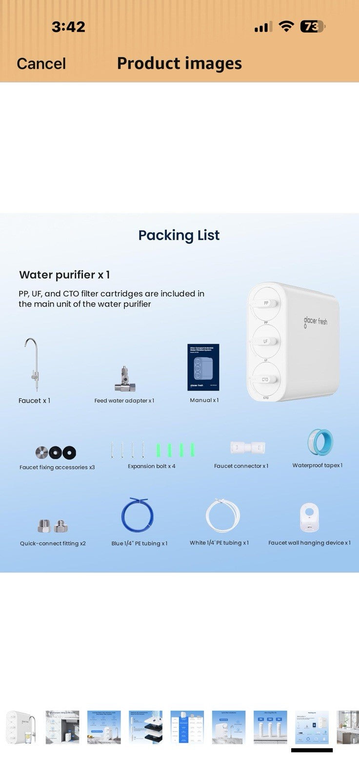 GLACIER FRESH GFU06 0.01μm Ultra Filtration Under Sink Water Filter System,
