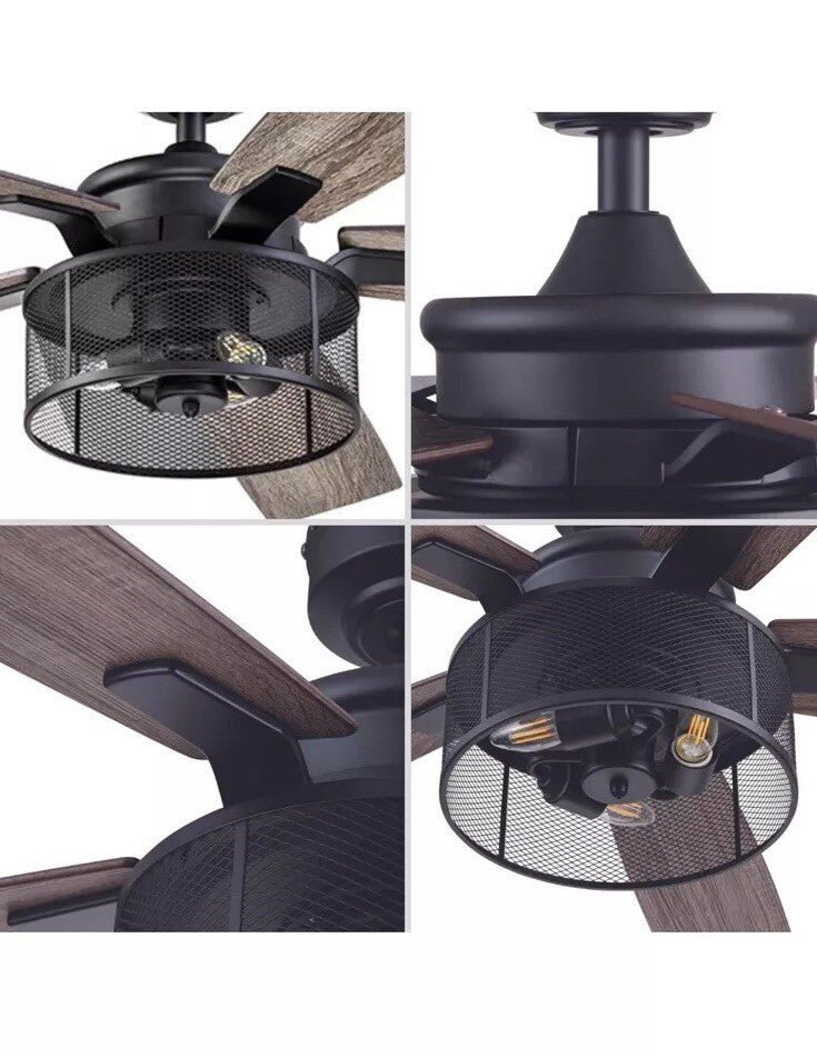 Honeywell Ceiling Fans Carnegie, 52 Inch Industrial LED Ceiling Fan with Light
