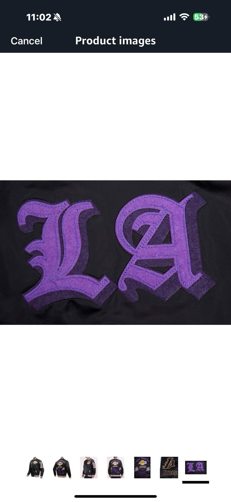 Mens NBA Old English Satin Jacket Los Angeles Lakers  Large