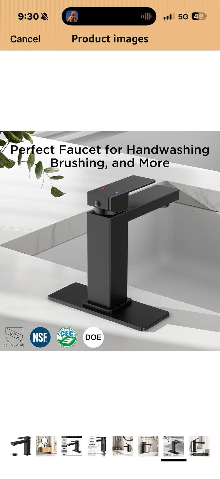 FORIOUS Bathroom Faucets, Single Handle Black Bathroom Faucet 