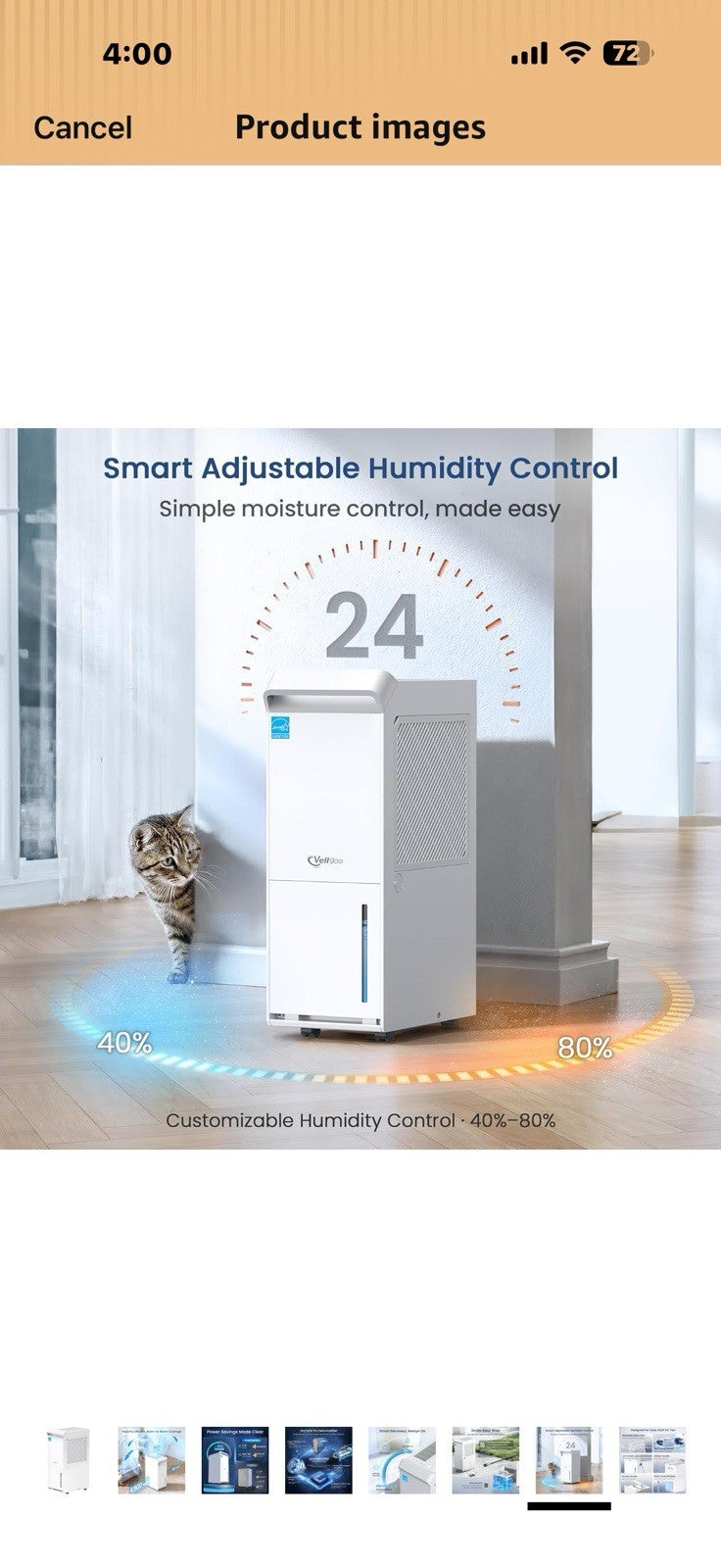 4,500 Sq.Ft Energy Star Most Efficient 2025 Dehumidifier,Vellgoo Max