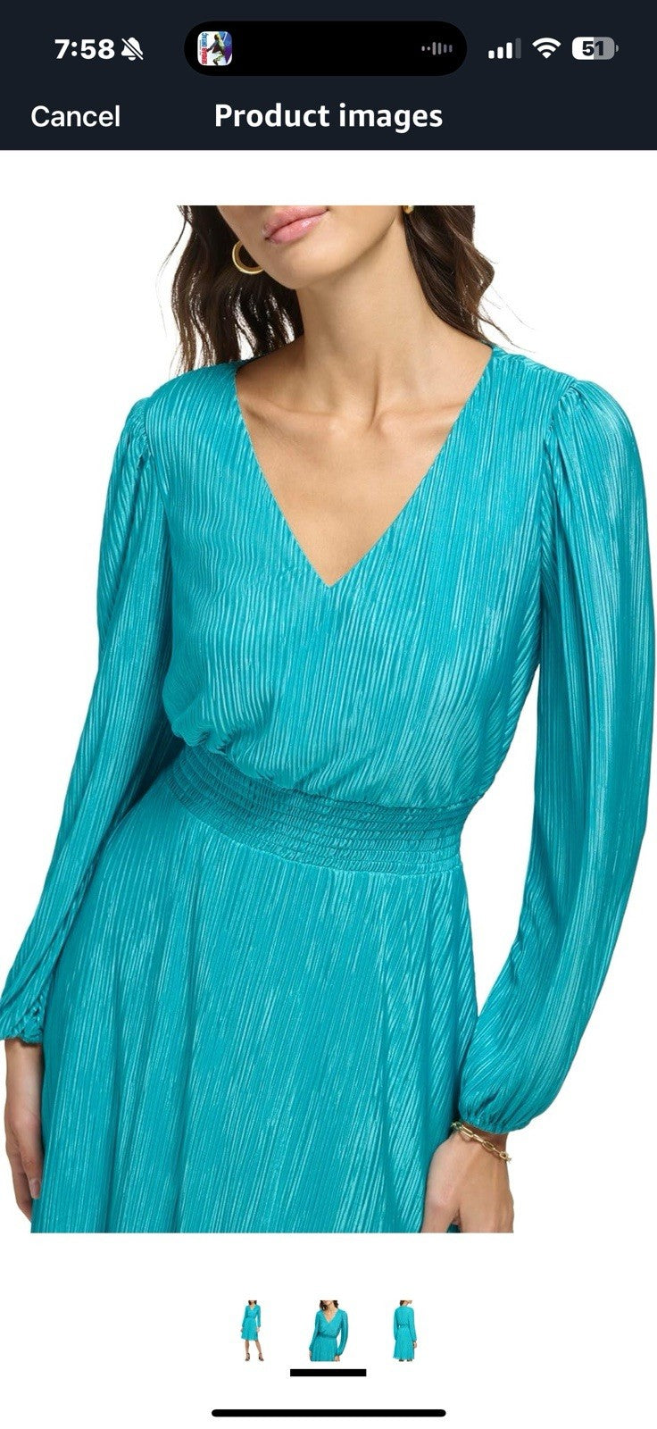 kensie Women's Balloon Sleeve Smocked Waist Mini Dress Size 16 