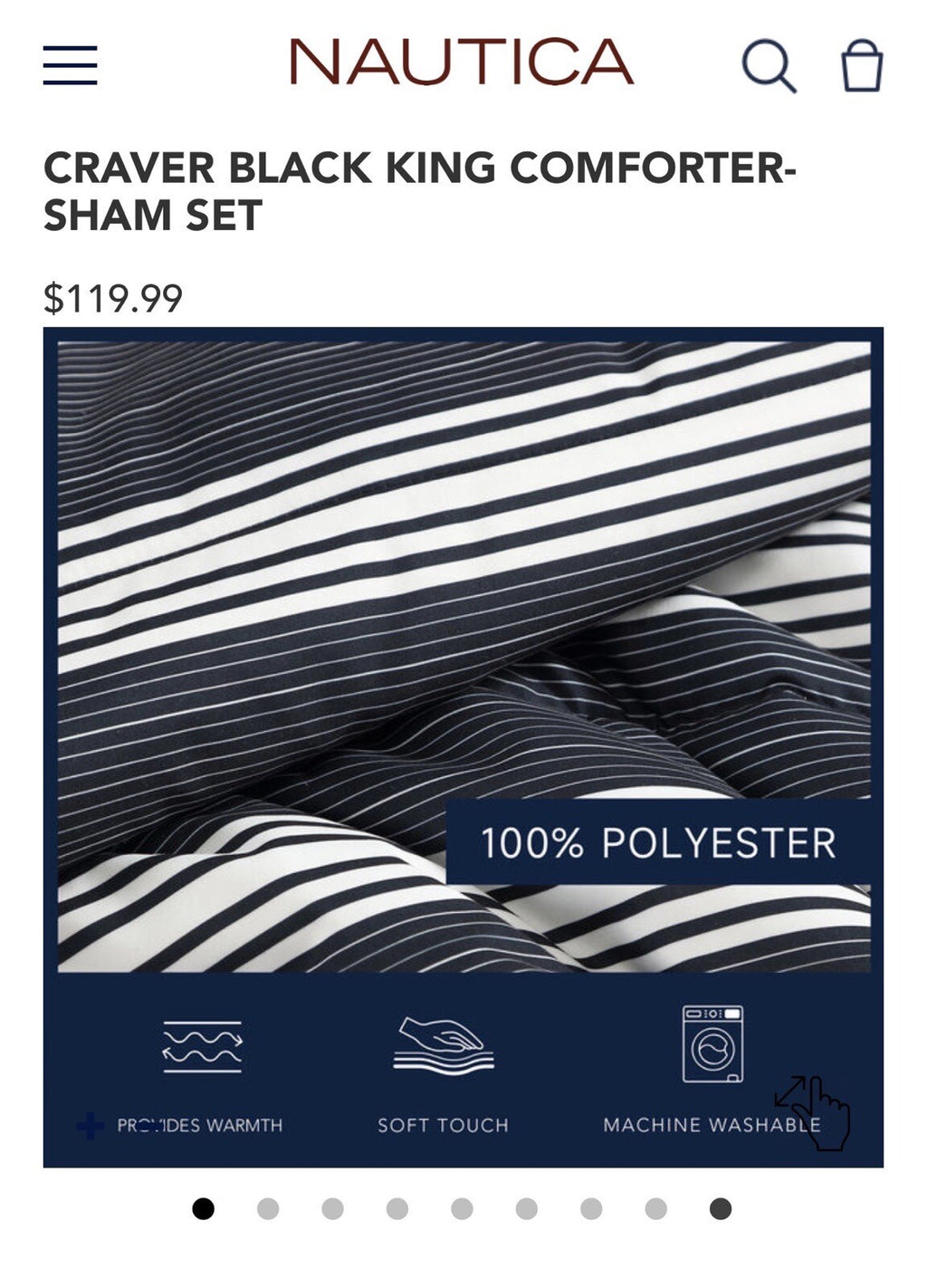 Nautica CRAVER BLACK KING COMFORTER-SHAM SET