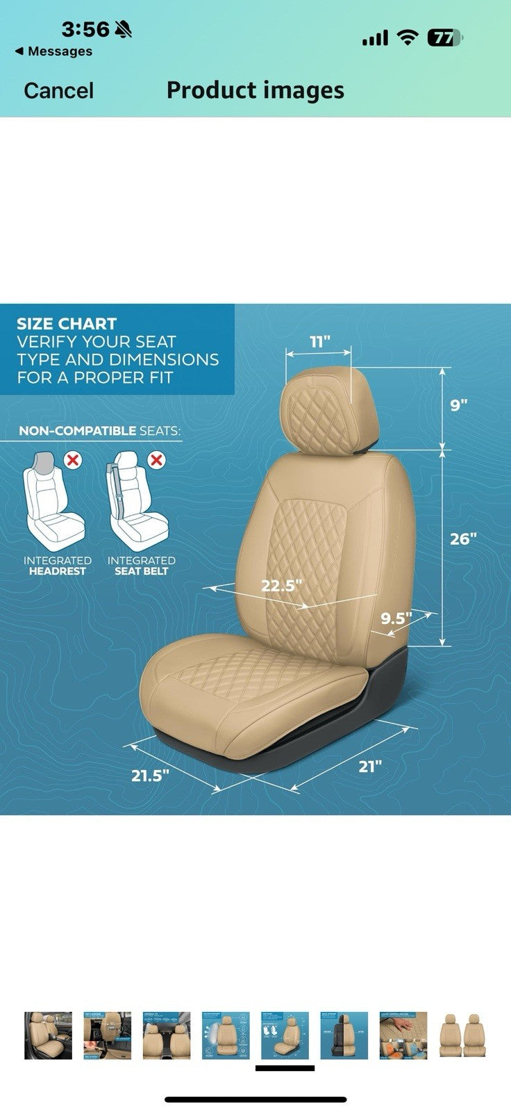 Prestige Edition Faux Leather Seat Covers for Cars, Trucks, & SUV – 2 Beige Car 